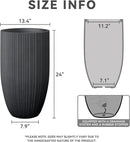 Kante 24 Inch Tall Round Concrete Planter, Large Indoor Outdoor Plant Pots with Drainage Hole and Rubber Plug, Modern Decorative Garden Pots for Home Patio Porch, Textured Black by GreenHaven Gardens