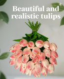 15pcs Real Touch Tulips PU Artificial Flowers Fake Tulips Flowers for Arrangement Wedding Party Easter Spring Home Dining Room Office Decoration by CozyNest Decor