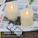 Flameless Candles Battery Operated with Remote Timer, 3D Moving Flame Flickering, Last 600+ Hours Battery Candles, 3" x 3" Ivory Real Wax Electric LED Candle for Wedding Party, Set of 2 by CozyNest Decor