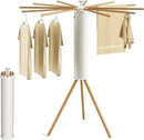 Tripod Clothes Drying Rack, Garment Rack Portable and Foldable Space Saving Laundry Drying Rack - Dryer Rack Clothing Floor Folding Balcony Bedroom Household (Beige(Wood), 12 rods) by CozyNest Decor