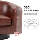 Swivel Barrel Accent Chair, Modern Round Faux Leather Arm Chair for Living Room, Bedroom, Comfy Club Reading Chairs for Adults(Faux Leather, Red Brown, Set of 4) by CozyNest Decor