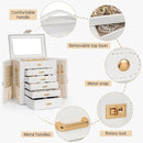 AKOZLIN 6-Tier Jewelry Box Organizer Functional 5 Drawers Leather Jewelry Storage Case for Women Girls Ring Necklace Earring Bracelet Holder Organizer with Mirror White by TinyTreasures Baby Boutique