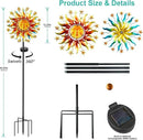 Solar Wind Spinners for Yard and Garden - 60.3 Inch 360° Metal Sun Wind Sculptures Outdoor Clearance Kinetic Windmills with Vine String Shining LED Lights for Patio, Lawn Xmas Garden Decoration by CozyNest Decor