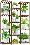 Bamworld Plant Stand Indoor Outdoor Tall Plants Shelf for Multiple Plants Pots Wood Flower Stand Large 11 Pots Plant Holder for Living Room, Patio, Balcony, Garden by GreenHaven Gardens