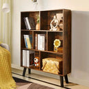 LEYAOYAO Cube Bookshelf 3 Tier Mid-Century Rustic Brown Modern Bookcase with Legs,Retro Wood Bookshelves Storage Organizer Shelf,Freestanding Open Book Shelves for Bedroom,Living Room,Office by CozyNest Decor