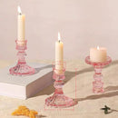 12PCS Pink Candlestick Holders Set- 4" H Taper Candle Holders, Glass Candle Holders Bulk for Wedding, Party, Home Table Centerpieces, Festival Gifts & Windowsill Decor by CozyNest Decor