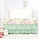 4-Piece Crib Bedding Set, Baby Girl Crib Bedding Set Butterflies Floral Nursery Bedding Set Includes Comforter, Fitted Crib Sheet, Crib Skirt, and Diaper Stacker, Green & Pink by TinyTreasures Baby Boutique