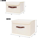 ANMINY Storage Bin with Lid Storage Boxes with PU Leather Handles PP Plastic Board Decorative Foldable Lidded Cotton Linen Fabric Home Cubes Baskets Closet Organizer Container - Beige, Small Size by TinyTreasures Baby Boutique