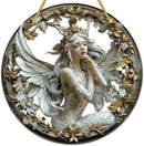 Flower Fairy Garden Decorations Angel Wing Christmas Halloween Deco Statue Art Elf Sculpture Hanging Craft for Outdoor Yard Courtyard Lawn Patio Window Acrylic Ornament Home Gift (C,L: 8*8 IN) by CozyNest Decor