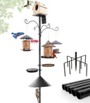 eWonLife 92 Inch Bird Feeder Pole with Squirrel Baffle & Upgraded 9-Prong Base, Adjustable Bird House Pole for Outdoors Heavy Duty, Bird Feeder Stand Post Station with 4 Shepherd Hooks, Birdbath, Tray by GreenHaven Gardens