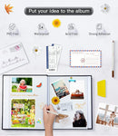 popotop Photo Album Self Adhesive with Picture Display Window,40 Pages DIY Scrapbooking Supplies Kit for 4x6 10x12 Picture,Linen Cover Memory Book for Baby Wedding, with Scraper and Metallic Pen by TinyTreasures Baby Boutique