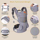 New Upgrade Ergonomic Baby Carrier Newborn Toddler Wrap Carrier,Hands Free Baby Sitting Sling,Breathable,Perfect for Infants/Chest Sling for Babies Shower Gift (Grey, Upgrade-with Belt) by TinyTreasures Baby Boutique