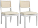 Westice Rattan Dining Chairs Set of 2, Farmhouse Natural Dining Room Chairs with Upholstered Cushion, Wood Armless Chairs for Kitchen/Restaurant, White by CozyNest Decor