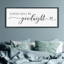 SRSZHIYUE Always Kiss Me Goodnight Sign Wall Decor Art for Master Bedroom Above Bed 32"×12" Large Wood Framed Wall Hanging (Black) by CozyNest Decor