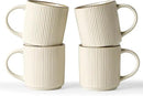 famiware Coffee Mug Set for 4, Star 12 oz Catering Mugs Cup Set with Handle for Coffee, Tea, Cocoa, Milk - Ceramic Stoneware Drinkware Set, White by CozyNest Decor