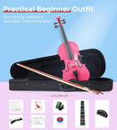 Vangoa Pink Violin 4/4 Full Size Fiddle Set, Acoustic Violin for Women Beginners Adults Teens Girls Kids 9-12, Starter Violin Kit with Hard Case, Premium Accessory Outfit by TinyTreasures Baby Boutique