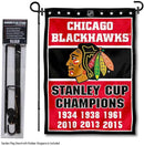 WinCraft Chicago Blackhawks 6 Time Champions Garden Flag and Pole Stand Holder by GreenHaven Gardens
