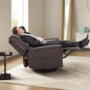 COLAMY Oversized Leather Recliner Chair, 360°Swivel Rocking Manual Recliner with Thick Cushioned Padding Backrest and Wide Seat - Darkbrown by CozyNest Decor