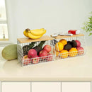 Fruit Basket, 2-Tier Fruit Bowl for Kitchen Counter, Stackable Wall Mounted Fruit Storage, Snack Organizer, Potato and Onion Storage Basket, Hanging Pantry Storage with Wood Lid, 2 Set, White by CozyNest Decor