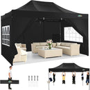COBIZI 10x15 Pop up Canopy Tent Heavy Duty with 4 Sidewalls, Easy Set-up Commercial Outdoor Party Tent, 100% Waterproof Wedding Canopy Gazebo, 3 Height Adjustable with Handbag, Black by GreenHaven Gardens