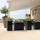 Tall Metal Cube Planter for Outdoor Plants 30" L x 12" W x 24" H, Heavy Duty Steel Large Planter Box with Removable Insert Shelf, Modern Décor for Tall Plants, Trees, Flowers (Black) by GreenHaven Gardens