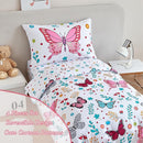 PERFEMET 4-Piece Girls Butterfly Bedding in Pink Floral - Reversible Colorful Flower Toddler Bed Comforter Set for All Season (White, Butterfly) by TinyTreasures Baby Boutique