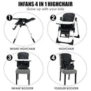 INFANS 4 in 1 High Chair–Booster Seat, Convertible Highchair w/Adjustable Height and Recline,Removable Tray,DetachableCushion, Installation-Free,Simple Fold for Baby, Infant& Toddler by TinyTreasures Baby Boutique