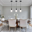 Modern Farmhouse Mini Chandeliers 3 Pack Black Pendant Lights Kitchen Island with Seeded Glass, Dining Room Lighting Fixtures Hanging Ceiling for Sink Bar Hallway Porch Corridor Bedroom by CozyNest Decor