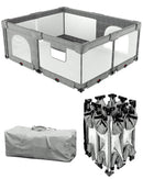 Foldable Baby Playpen with Non-Removable Thick Mat, Extra Large Collapsible Play Yard for Babies & Toddlers, Portable Travel Playpen with Gate, Safe Activity Center (59"×71" Grey) by TinyTreasures Baby Boutique