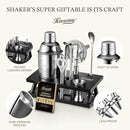KITESSENSU Cocktail Shaker Set Bartender Kit, 6-Piece Silver Bar Set with Stand, Bar kit with Essential Bar Accessory Tools: Martini Shaker, Jigger, Strainer, Bar Spoon, Tongs, Opener by CozyNest Decor
