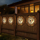 4 Pack Solar Fence Lights Metal Solar Powered Outdoor Wall Deck Step Lights Sun Moon Theme Waterproof Fence Light for Garden Post Patio Backyard Yard Decor, Gardening Gifts for Women Mom Grandma by CozyNest Decor