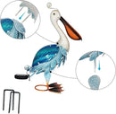 HONGLAND Solar Metal Pelican Statues Garden Sculpture & Statues, 19 Inch Glass Outdoor Pelican Yard Art Coastal Ocean Bird Decor Lawn Ornament for Backyard Porch Patio Decor（Blue） by GreenHaven Gardens
