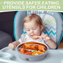 Nuogo 3 Pcs Stainless Steel Baby Suction Plates with Removable Silicone Shell 2-in-1 Metal Toddler Bowl Divided for Picky Eaters Kids Feeding Led Weaning Supplies, Dishwasher Safe (Blue,Pink,Green) by TinyTreasures Baby Boutique