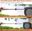 Ruvup Retractable Garden Hose Reel, 1/2in x 50ft Water Hose Reel with 10 Style Nozzle, UV Resistant Automatic Gardening Hose Reel Wall Mount for Outside, Slow Retraction Any Length Lock 180° Swivel by GreenHaven Gardens
