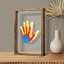 Family Handprint Kit, Hand Prints Keepsake Frame, DIY Craft Gift for New Parents & Mom & Baby, Grandparents, Mother's Day, Father's Day, Adoption Day, Anniversary, 6 Non -Toxic Paints (Brown) by TinyTreasures Baby Boutique
