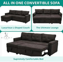 Naomi Home L-Shaped Reversible Sectional Sofa with Pull-Out Sleeper Bed and Storage Chaise, Espresso Velvet by CozyNest Decor