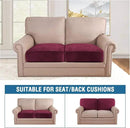 H.VERSAILTEX Velvet Stretch Couch Cushion Cover Plush Cushion Slipcover for Chair Loveseat Sofa Cushion Furniture Protector Seat Cushion Sofa Cover (2 Piece Medium Sofa Cushion Covers, Burgundy) by CozyNest Decor