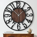 Maxstar Large Round Wall Clock for Living Room Decor Battery Operated Non Ticking Black Metal Wood Clocks for Home Living Room Garden Office Kitchen Decoration -40inch by CozyNest Decor