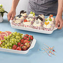 Dizada Large Serving Platter with Handles, 16" x 9" Porcelain Serving Tray, White Rectangular Platters for Entertaining & Serving Food, Serving Trays for Party, Appetizer, Charcuterie - Set of 3 by CozyNest Decor