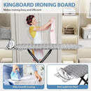 KINGBOARD Ironing Board, Foldable Iron Board with Iron Rest, Compact Ironing Board with Height Adjustable, Extra Thick Heat-Resistant Cover, Heavy-Duty Sturdy Metal Legs, 43x13 Grey by CozyNest Decor