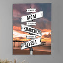 Personalized Gifts for Mom Family Names Street Custom Multi-Name Date of Birth Vintage Street Sign Happy Mothers Day Canvas Wall Art Best Christmas Gifts for Mommy from Daughter Son Children Kids