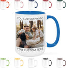 Custom Mug Upload Your Picture Personalized Coffee Mug with Photo Text Name Customized Cup Unique Ideas Gifts for Men Women Mom Dad Girlfriend Boyfriend Friend Family (Blue, 15oz) by TinyTreasures Baby Boutique