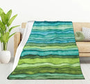 HGOD DESIGNS Watercolor Stripped Waves Blanket for Women, Lightweight Soft Fleece Flannel Throw Blanket Blue and Green Sofa Couch Living Room 40x50 Inch by CozyNest Decor