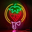 Strawberry Neon Sign USB Powered Sweet Fruit Led Light Up Sign Dimmable Funny Neon Light Wall Decoration for Home Kitchen Fruit Market Dessert Shop Farmhouse Restaurants by CozyNest Decor