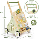 Wooden Baby Push Walker and Toddler Pull Learning Activity Toy - Develop Motor Skills & Creativity - Multiple Activities Center for 1-3 Years Old Boys and Girls by TinyTreasures Baby Boutique