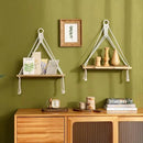 Mkono Macrame Hanging Shelves Boho Wall Decor Set of 2 Rustic Wood Floating Storage Shelf for Bedroom Bathroom Living Room Nursery Dorm Room, Display Shelving for Hanging Plants Photos by CozyNest Decor
