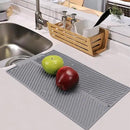 Silicone Dish Drying Mat for Kitchen Counter, 15''x 10'' Drying Mat with Drain Lip, Non-Slip Dish Drainer Mats with Built-in Drain, Heat Resistant Drain Pad on Countertop, Gray by CozyNest Decor
