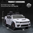 12V 7Ah Kids Electric Ride on Car, Licensed Dodge Charger SRT Hellcat, Battery Powered 4-Wheels Toy Car Electric Vehicle for Kids with Remote Control, 3 Speeds, LED Lights, Music (White) by TinyTreasures Baby Boutique