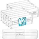 Vtopmart 12 Pack Drawer Dividers for Clothes, 4" High 10.2"-16.6" Adjustable Expandable Dresser Drawer Organizer, Clear Plastic Separators for Dresser, Baby Clothing, Underwear, Cosmetic, Toiletries by TinyTreasures Baby Boutique
