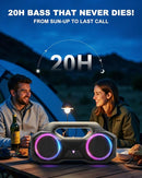 Bluetooth Speaker 80W(Peak)Loud with Bass, 20H Playtime, IPX7 Waterproof, RGB Lights, TWS, Large Portable Wireless Speakers for Outdoor, Home, Party, Pool, Beach, Tailgating, Gym, Work, Gifts (Black) by TinyTreasures Baby Boutique